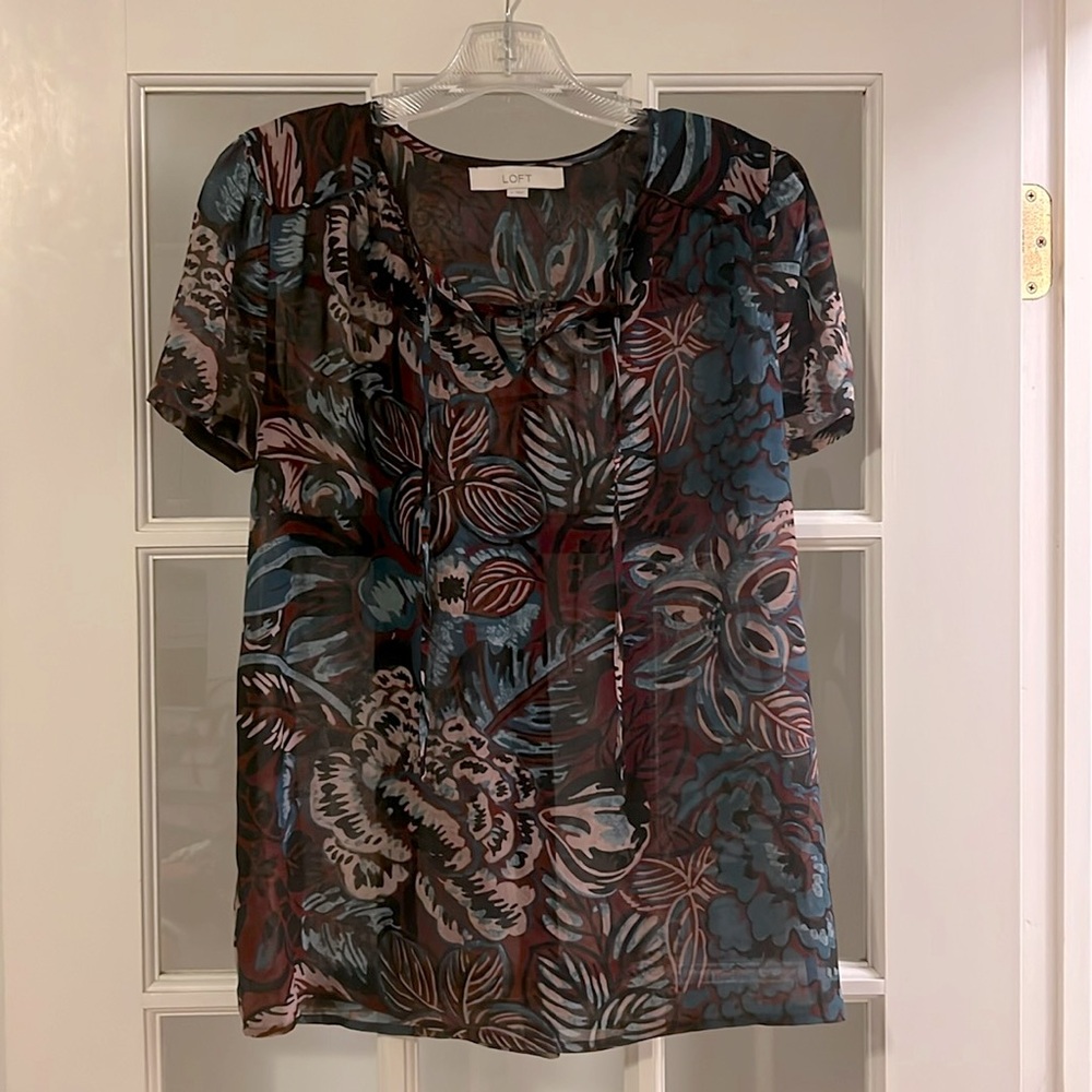 LOFT Short Sleeve, Floral Blouse